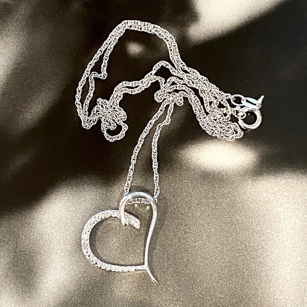 Sterling Silver Open Heart Pendant Necklace